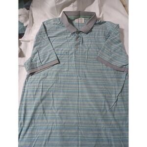 Linksoul Polo Shirt Men Large Grey  Striped Short Sleeve Golf Performance Casual